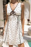 Oriella Cream Brown Polka Dot Contrast Mini Dress Oriella Cream Brown Polka Dot Contrast Mini Dress