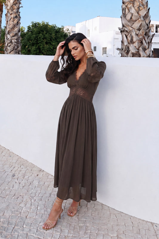 Brienna Brown Maxi Dress
