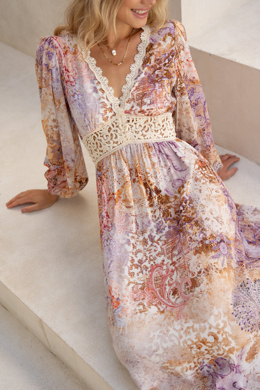 Lia Purple Floral Maxi Dress