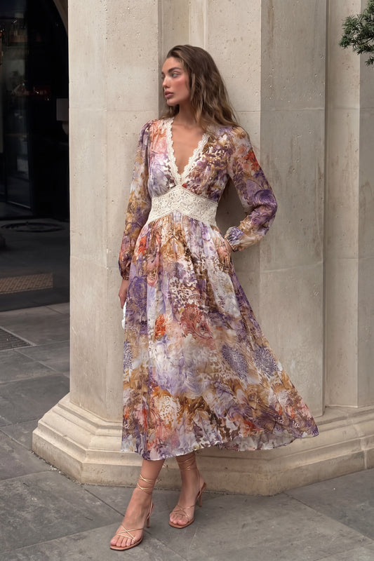 Lia Purple Floral Maxi Dress