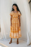 Marigold Yellow Orange Boho Tiered Midi Dress Marigold Yellow Orange Boho Tiered Midi Dress