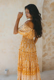Marigold Yellow Orange Boho Tiered Midi Dress Marigold Yellow Orange Boho Tiered Midi Dress