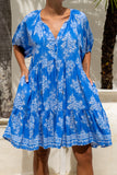 Myrrah Blue Floral Mini Dress Myrrah Blue Floral Mini Dress