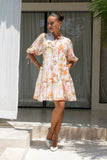 Lillian Orange Floral Button Down Mini Dress Lillian Orange Floral Button Down Mini Dress
