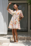 Lillian Orange Floral Button Down Mini Dress Lillian Orange Floral Button Down Mini Dress