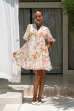 Lillian Orange Floral Button Down Mini Dress Lillian Orange Floral Button Down Mini Dress