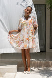 Lillian Orange Floral Button Down Mini Dress Lillian Orange Floral Button Down Mini Dress