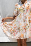 Lillian Orange Floral Button Down Mini Dress Lillian Orange Floral Button Down Mini Dress