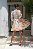 Lillian Orange Floral Button Down Mini Dress Lillian Orange Floral Button Down Mini Dress
