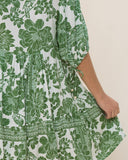 Viridiana Green Floral Button Down Mini Dress Viridiana Green Floral Button Down Mini Dress