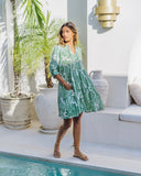 Viridiana Green Floral Button Down Mini Dress Viridiana Green Floral Button Down Mini Dress
