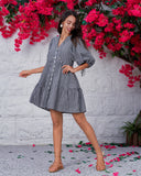 Leslie Black Gingham Button Down Mini Dress Leslie Black Gingham Button Down Mini Dress