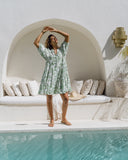 Avani Green Tropical Floral Button Down Mini Dress Avani Green Tropical Floral Button Down Mini Dress