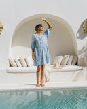 Skyra Blue Boho Button Down Mini Dress Skyra Blue Boho Button Down Mini Dress