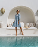 Skyra Blue Boho Button Down Mini Dress Skyra Blue Boho Button Down Mini Dress