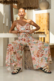 Jungle Multicolour Tropical Wide Leg Cropped Pants Jungle Multicolour Tropical Wide Leg Cropped Pants