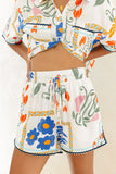 Calantha Multicolour Floral Ric Rac Shorts Calantha Multicolour Floral Ric Rac Shorts