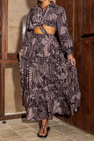 Dusk Brown Mauve Tropical Maxi Skirt Dusk Brown Mauve Tropical Maxi Skirt