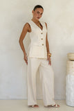 Keke Beige Linen Blend Vest Keke Beige Linen Blend Vest