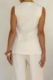 Keke Beige Linen Blend Vest Keke Beige Linen Blend Vest