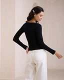 Ada Black Ribbed Long Sleeve Top Ada Black Ribbed Long Sleeve Top