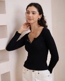 Ada Black Ribbed Long Sleeve Top Ada Black Ribbed Long Sleeve Top