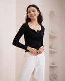 Ada Black Ribbed Long Sleeve Top Ada Black Ribbed Long Sleeve Top