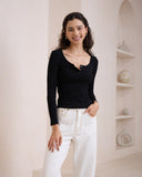 Ada Black Ribbed Long Sleeve Top Ada Black Ribbed Long Sleeve Top