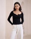 Ada Black Ribbed Long Sleeve Top Ada Black Ribbed Long Sleeve Top