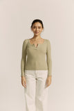 Ada Light Khaki Green Ribbed Long Sleeve Top Ada Light Khaki Green Ribbed Long Sleeve Top