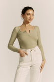 Ada Light Khaki Green Ribbed Long Sleeve Top Ada Light Khaki Green Ribbed Long Sleeve Top