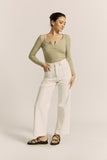 Ada Light Khaki Green Ribbed Long Sleeve Top Ada Light Khaki Green Ribbed Long Sleeve Top