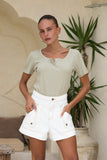 Denia White Denim Cargo Shorts Denia White Denim Cargo Shorts