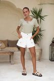 Denia White Denim Cargo Shorts Denia White Denim Cargo Shorts