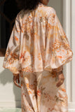 Fiorenza Orange Floral Button Balloon Sleeve Blouse Fiorenza Orange Floral Button Balloon Sleeve Blouse