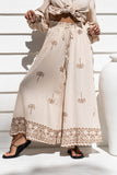 Kaena Brown Tropical Embroidered Wide Leg Cropped Pants Kaena Brown Tropical Embroidered Wide Leg Cropped Pants