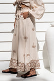 Kaena Brown Tropical Embroidered Wide Leg Cropped Pants Kaena Brown Tropical Embroidered Wide Leg Cropped Pants