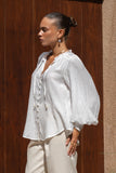 Freya White Balloon Sleeve Blouse Freya White Balloon Sleeve Blouse