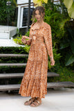 Lira Brown Spot Lace Trim Blouse Lira Brown Spot Lace Trim Blouse