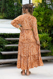 Lira Brown Spot Lace Trim Blouse Lira Brown Spot Lace Trim Blouse