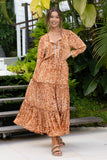 Lira Brown Spot Lace Trim Blouse Lira Brown Spot Lace Trim Blouse