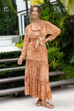 Lira Brown Spot Lace Trim Blouse Lira Brown Spot Lace Trim Blouse