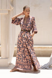 Amarante Navy Peach Floral Boho Wide Leg Pants Amarante Navy Peach Floral Boho Wide Leg Pants