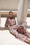 Amarante Navy Peach Floral Boho Shirt Amarante Navy Peach Floral Boho Shirt