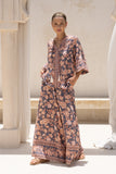 Amarante Navy Peach Floral Boho Wide Leg Pants Amarante Navy Peach Floral Boho Wide Leg Pants