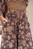 Amarante Navy Peach Floral Boho Wide Leg Pants Amarante Navy Peach Floral Boho Wide Leg Pants