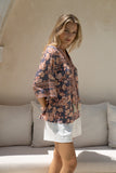 Amarante Navy Peach Floral Boho Shirt Amarante Navy Peach Floral Boho Shirt