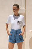 Xio X Knit Patch White T-Shirt Xio X Knit Patch White T-Shirt