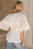 Josienne White Frill Tie Detail Blouse Josienne White Frill Tie Detail Blouse
