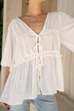 Josienne White Frill Tie Detail Blouse Josienne White Frill Tie Detail Blouse